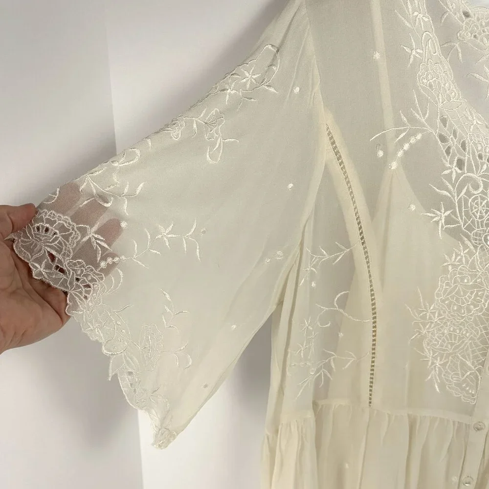 Sundance Silk Embroidered Peasant Blouse - Picture 4 of 4